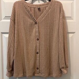 Tan Ribbed Women's Sweater